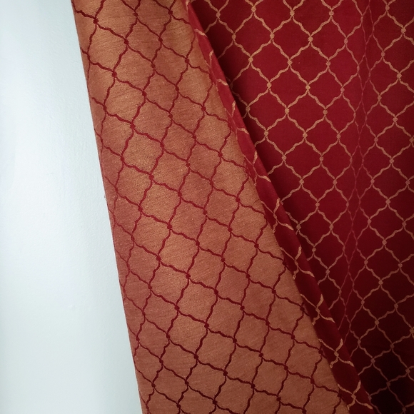 Linens N Things Curtain Panels Tie Backs 74W x 79L Wide Pocket Red Jacquard J… - Picture 4 of 14